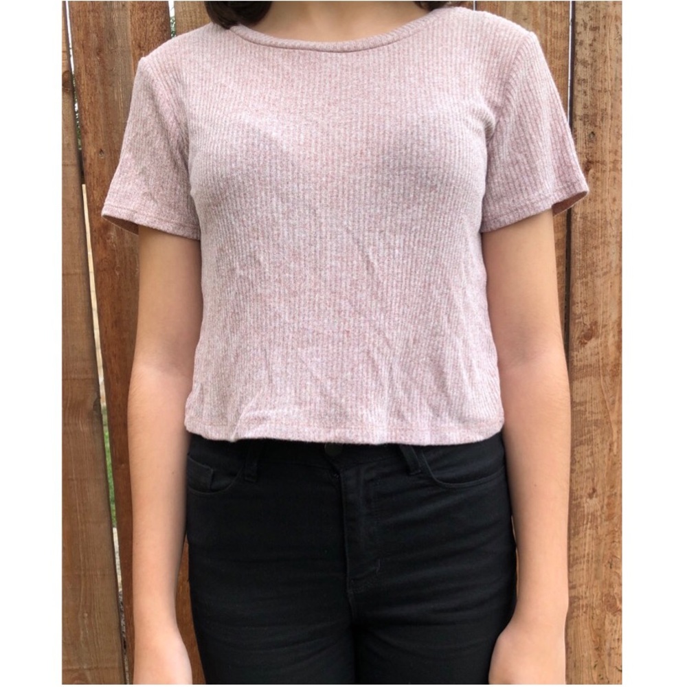 (Brand New) Blush Pink & Cream Heathered Crop Top